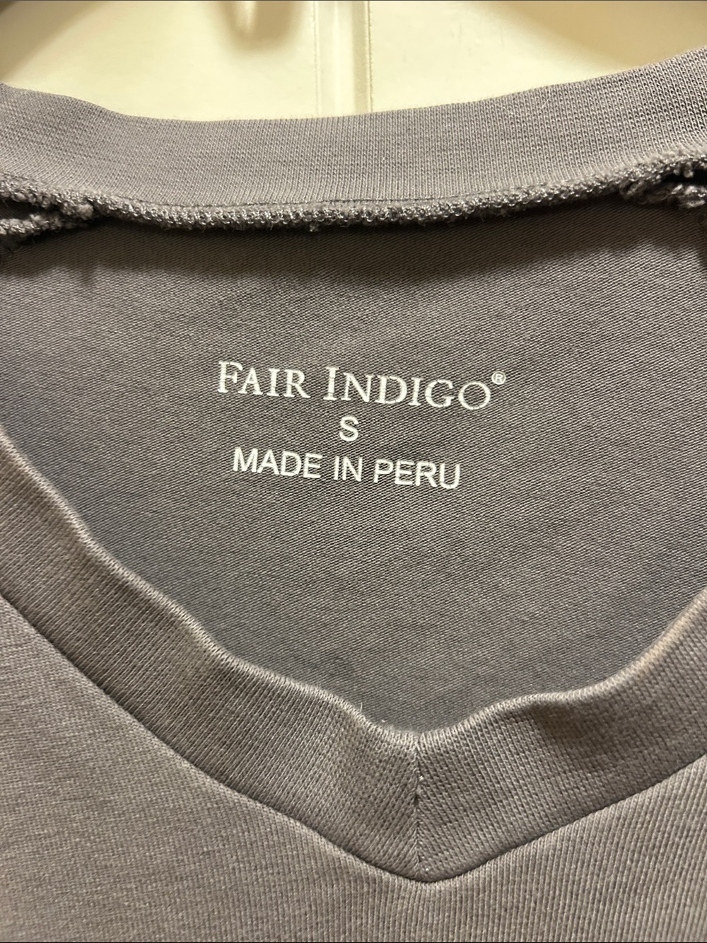 Fair Indigo Gray S organic cotton Long-Sleeve V-Neck Tee - Picture 2 of 4